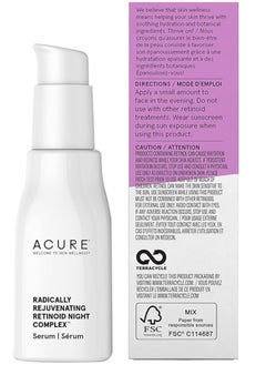 Acure Acure Retinoid Replenishing Night Complex | 100% Vegan | For lifetime performance | With polyglutamic acid and vegetable squalene | Smoothes the skin and fights wrinkles 1 fl oz., serum  - Image 2