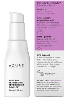 Acure Acure Retinoid Replenishing Night Complex | 100% Vegan | For lifetime performance | With polyglutamic acid and vegetable squalene | Smoothes the skin and fights wrinkles 1 fl oz., serum  - Image 3