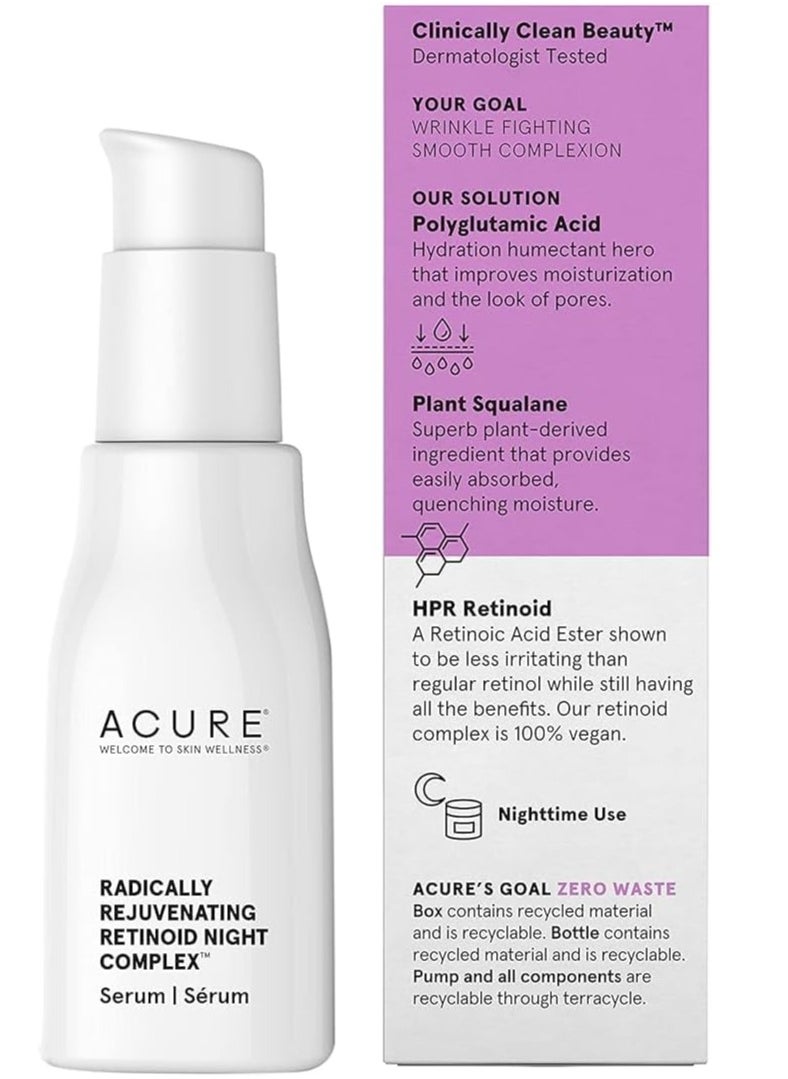 Acure Acure Retinoid Replenishing Night Complex | 100% Vegan | For lifetime performance | With polyglutamic acid and vegetable squalene | Smoothes the skin and fights wrinkles 1 fl oz., serum  - Image 3