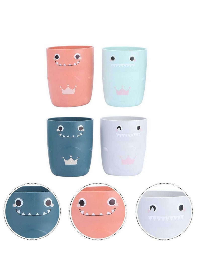 Y&D 4pcs Tooth Brush Cups Cartoon,Tea Juice Coffee Cup Dinosaur Bathroom Cute Plastic Toothbrush Mugs Countertop Storage Organizer Drinking for Toddlers Kid Couples Mixed Color - Image 5
