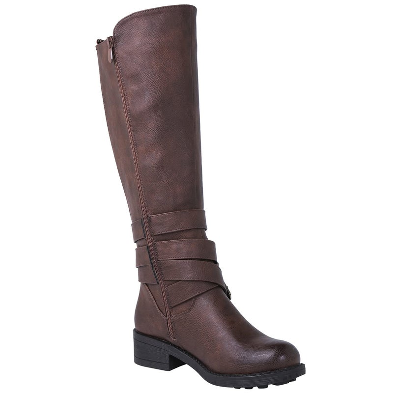 GLOBALWIN Women's Brown Knee High Boots Comfortable Fashion Riding Boots For Women Low Heel 9M - Image 3