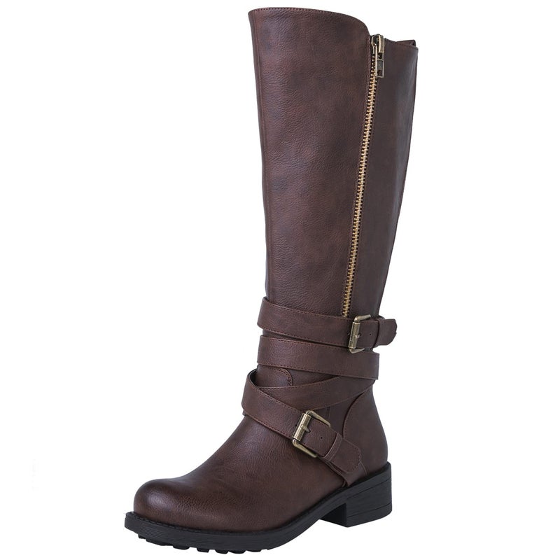 GLOBALWIN Women's Brown Knee High Boots Comfortable Fashion Riding Boots For Women Low Heel 9M - Image 2