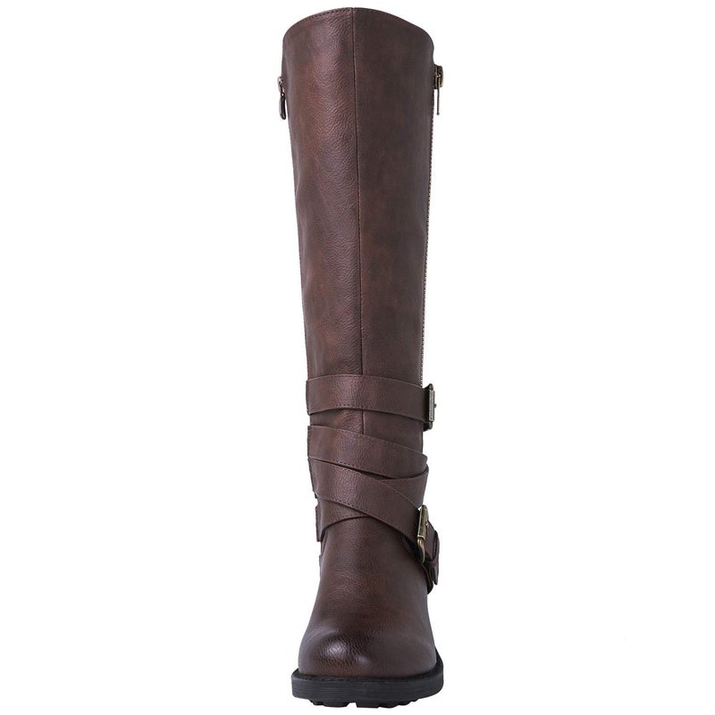 GLOBALWIN Women's Brown Knee High Boots Comfortable Fashion Riding Boots For Women Low Heel 9M - Image 4