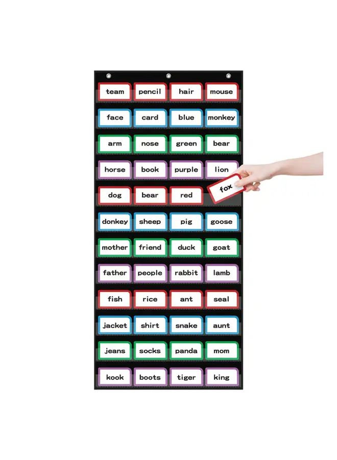 12 Tier Word Pocket Chart 12 Clear Pockets Large Hanging Sentence Strips - Image 1