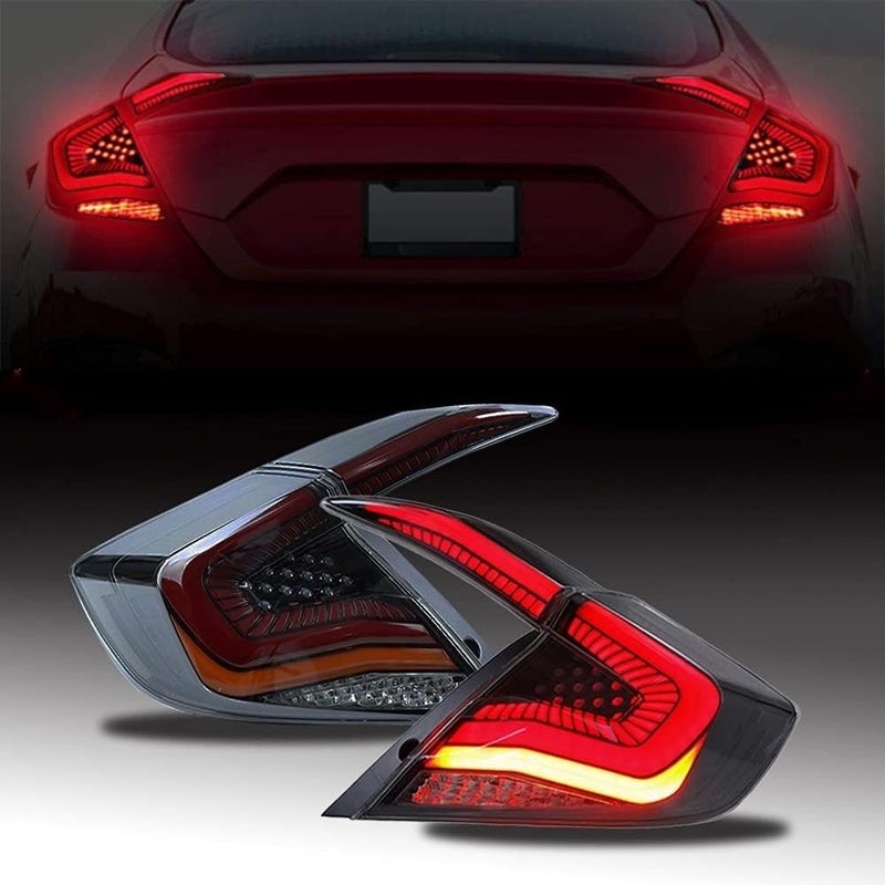 inginuity time LED Tail Lights For Honda Civic 10Th Gen 20162021 DRL Start Up Animation Clear Rear Lamp AssemblyNot For Hatchback Clear