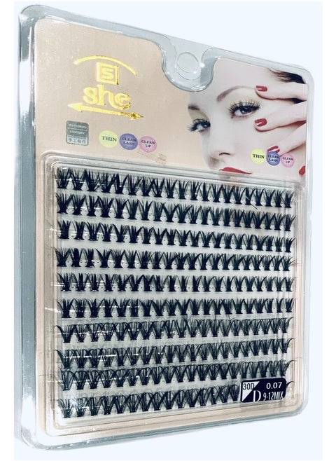 200pcs D Curve Mink Individual Eyelashes for a Natural Long Thick Soft False Eyelashes for DIY at Home or Salon by Sugar Girl (20D Density - Each Lash 0.07mm Thick - Each Lash 12mm Length)