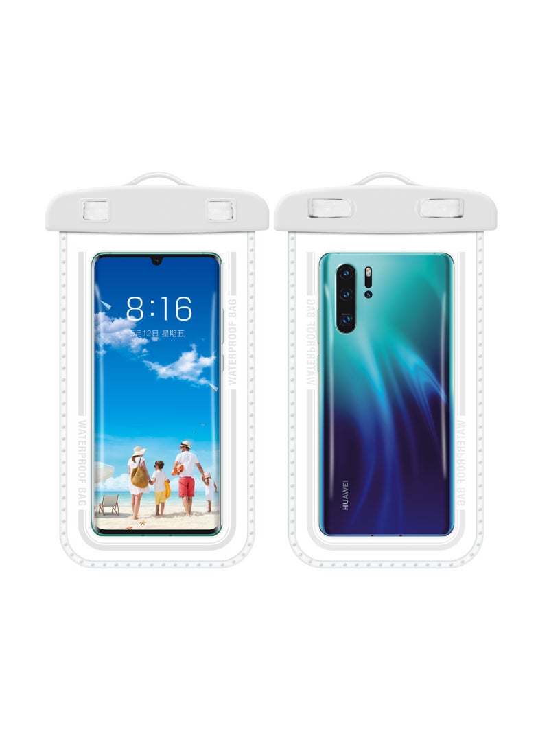 2-Pack Waterproof Phone Case 30M Underwater Waterproof Phone Pouch for Large Phones up to 7.2''，Waterproof Cell Phone Case Fit Compatible with iPhone 16/15/14/13 Series，Samsung Galaxy (White)D7-2  - Image 1