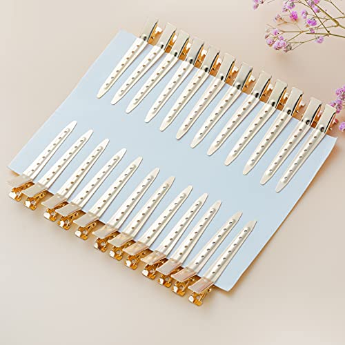 Bantoye 24 Packs Duck Bill Clips, Bantoye 2.75 Inches Rustproof Metal Alligator Curl Clips with Holes for Hair Styling, Hair Coloring, Gold - Image 5