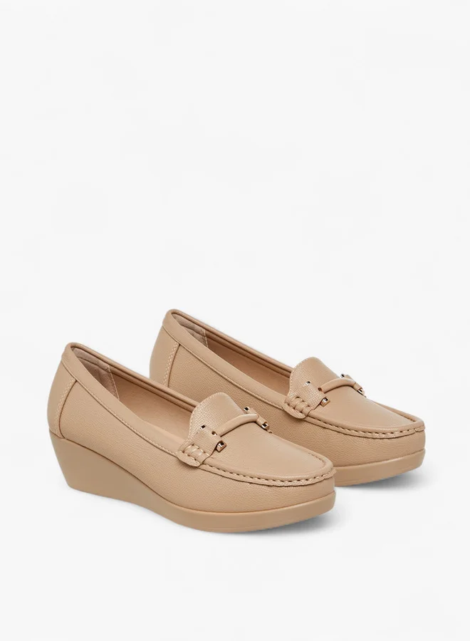 Le Confort Solid Slip-On Loafers with Wedge Heels