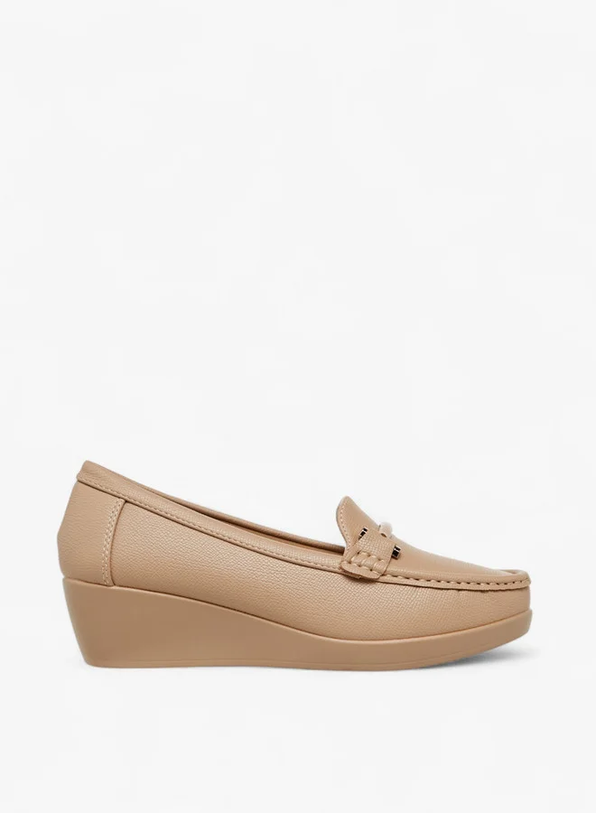 Le Confort Solid Slip-On Loafers with Wedge Heels