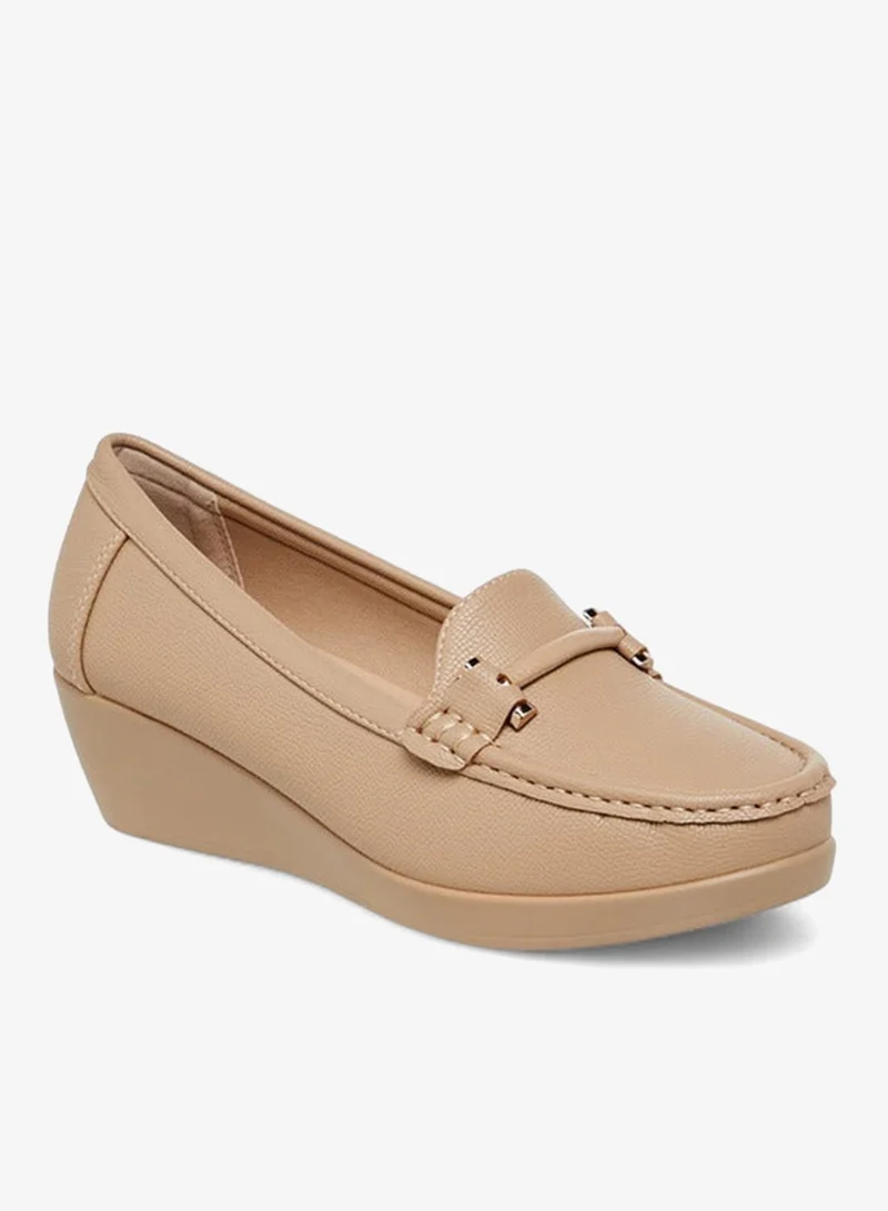 Le Confort Solid Slip-On Loafers with Wedge Heels