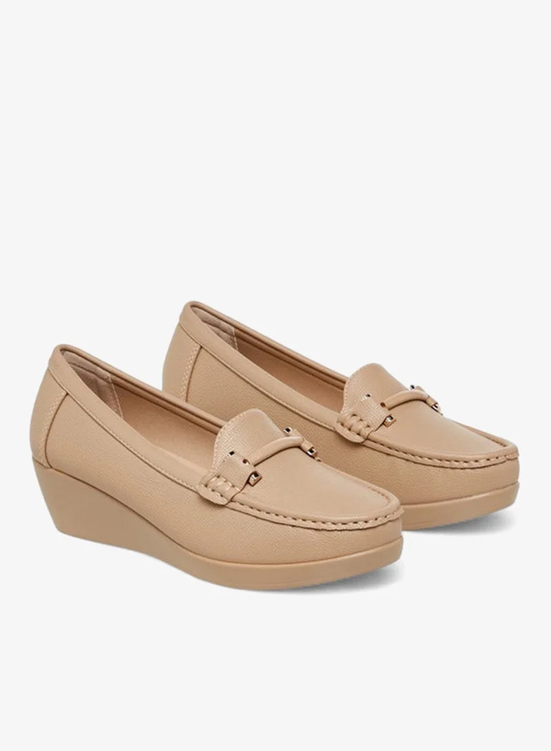 Le Confort Solid Slip-On Loafers with Wedge Heels