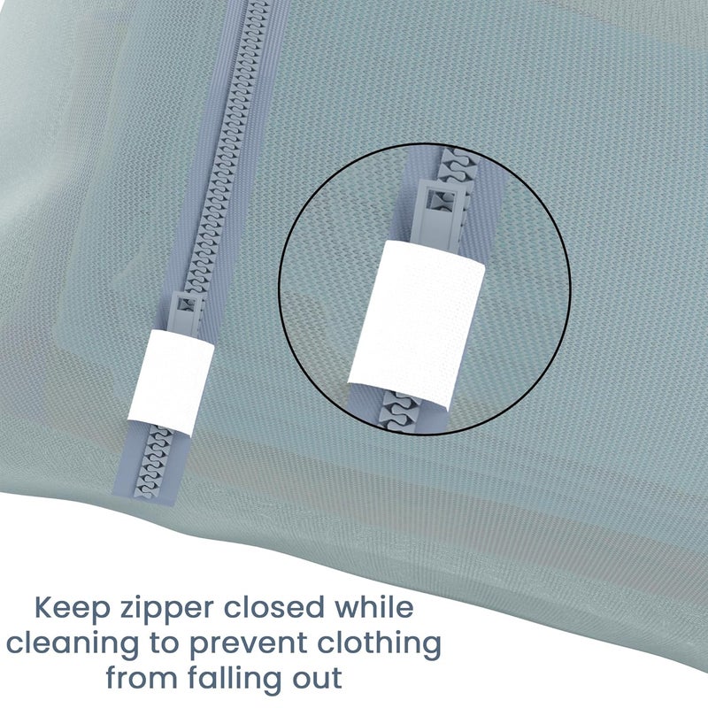 Kuber Industries Set of 9 Polyester Mesh Laundry Bag with Zip Reusable Washing Bags for Washing Machine Ideal for Delicate Fabrics Lingerie Shoes Protection YZ2GRY Plain Grey - Image 2