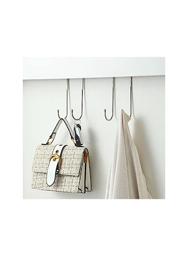 PROMASS 4Pcs Over the Door Hooks, Double S Shape Cabinet Door Drawer Hanger, Stainless Steel Heavy Duty Hook, Suitable for for Closet Wardrobe Door Kitchen Bathroom Bedroom, Hanging Clothes Bags Towels - Image 4
