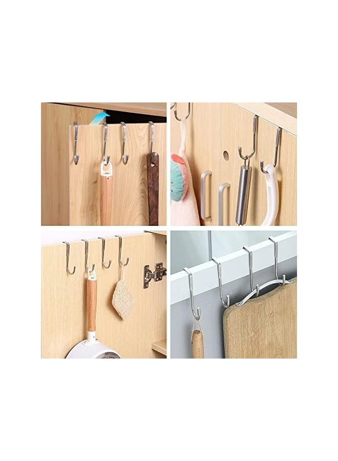 PROMASS 4Pcs Over the Door Hooks, Double S Shape Cabinet Door Drawer Hanger, Stainless Steel Heavy Duty Hook, Suitable for for Closet Wardrobe Door Kitchen Bathroom Bedroom, Hanging Clothes Bags Towels - Image 5