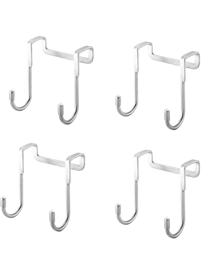 PROMASS 4Pcs Over the Door Hooks, Double S Shape Cabinet Door Drawer Hanger, Stainless Steel Heavy Duty Hook, Suitable for for Closet Wardrobe Door Kitchen Bathroom Bedroom, Hanging Clothes Bags Towels - Image 1