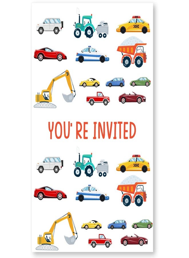 Soiceu Cute Transportation Birthday Invitations with Envelopes Set of 20 Cars Truck Vehicle Birthday Party Invites for Boys Girls - Image 4