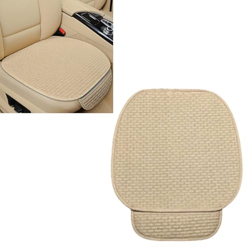 HHZL 2PCS Car Seat Cushion Covers, Car Seat Cover Pad Front Bottom Protector Mat with Storage Pocket, Breathable Comfortable Auto Front Cushion Pad Mat for Most Vehicle and Office Accessories(Beige) - Image 1