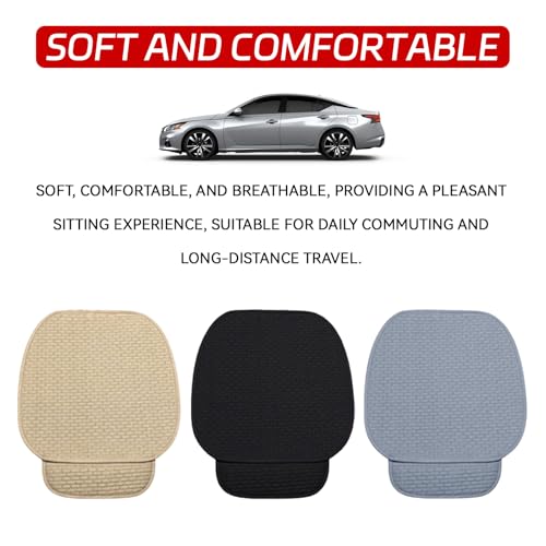 HHZL 2PCS Car Seat Cushion Covers, Car Seat Cover Pad Front Bottom Protector Mat with Storage Pocket, Breathable Comfortable Auto Front Cushion Pad Mat for Most Vehicle and Office Accessories(Beige) - Image 4