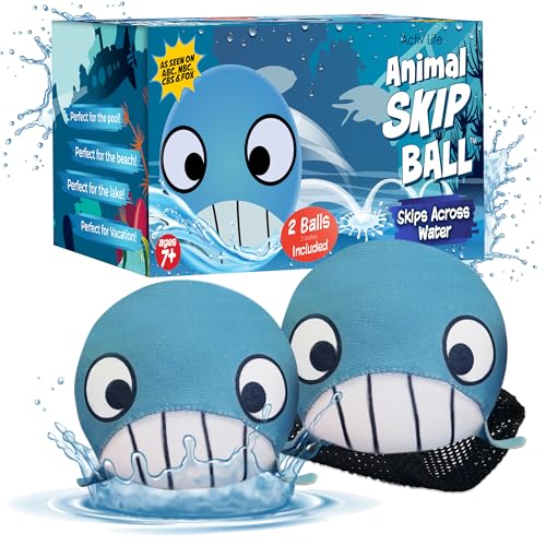 Activ Life 2 Pack Skip Balls Outdoor Toys for Kids Summer Beach Games for Girls and Boys Toy Pool Accessories Essentials Play Stuff Gear Whale - Image 1