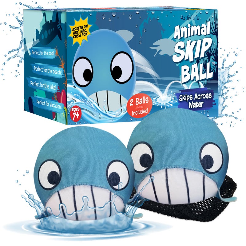 Activ Life 2 Pack Skip Balls Outdoor Toys for Kids Summer Beach Games for Girls and Boys Toy Pool Accessories Essentials Play Stuff Gear Whale - Image 2