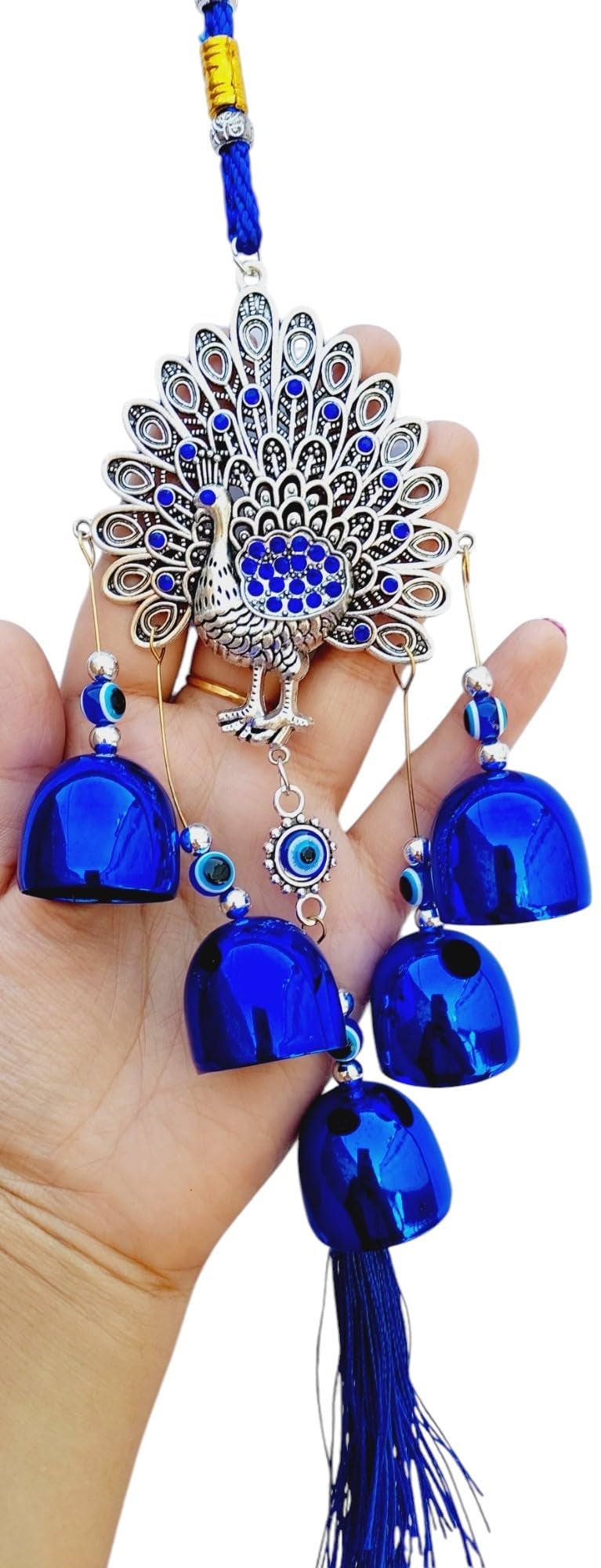 ARTISKRITI Metal Evil Eye Hanging Peacock Home Decoration Items for Living Room, Nazar Battu for Shop Office Metal Showpiece - Image 5