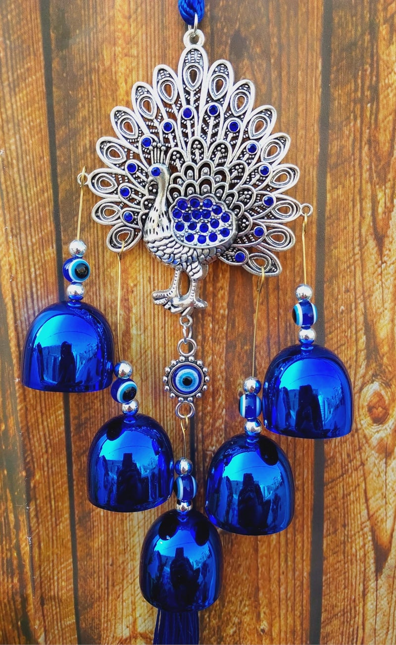 ARTISKRITI Metal Evil Eye Hanging Peacock Home Decoration Items for Living Room, Nazar Battu for Shop Office Metal Showpiece - Image 1