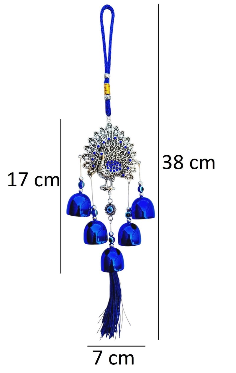 ARTISKRITI Metal Evil Eye Hanging Peacock Home Decoration Items for Living Room, Nazar Battu for Shop Office Metal Showpiece - Image 4