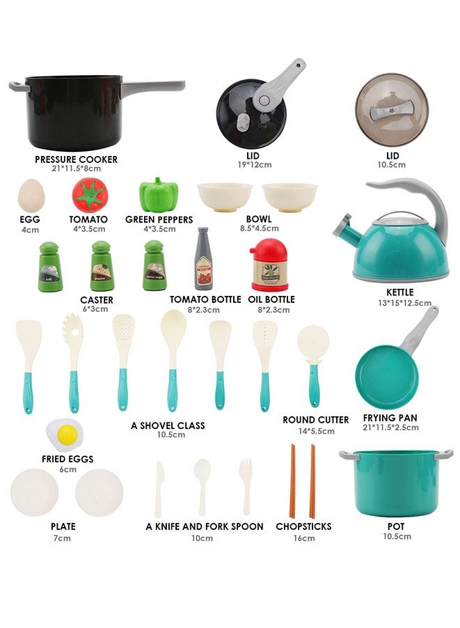 مويكسين مجموعة لعب المطبخ المكونة من 32 قطعة ملحقات اللعبة لعبة التظاهر مع القدور والمقالي للأطفال الصغار أدوات الطبخ للعب الأطفال الصغار - Image 3