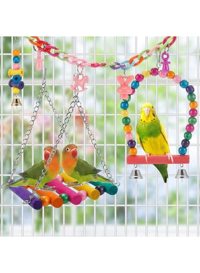 general 19-Piece Bird Swing Chewing Toy Set With Hammock Bell Multicolour - Image 3