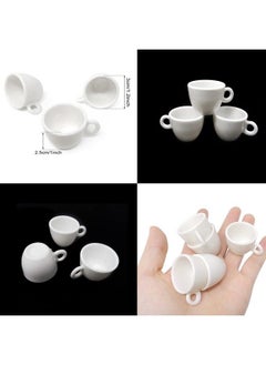 HONBAY 10Pcs White Plastic Dollhouse Mini Coffee Cup Tea Cup  - Image 3