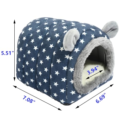 YUANST Hedgehog Bed Cave Hideout Hedgehog Accessories Hedgehog House Hamster Small Animals Cage Supplies Warm House Blue - Image 3