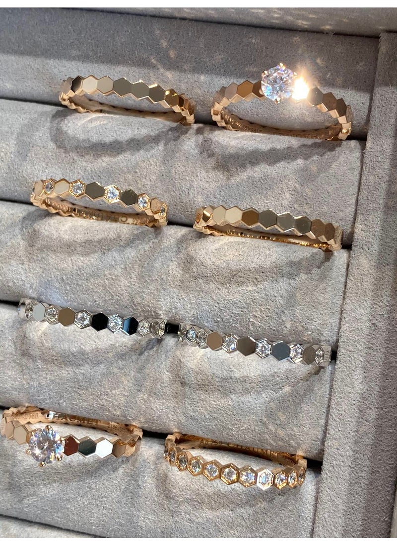 Generic - CNC Luxury Beehive Ring Rose Gold Pave Diamond No diamond version white gold does not support 7 days no reason - Image 1