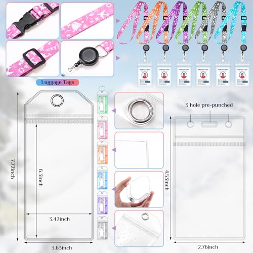 Wovnet 6 Sets Cruise Ship Essentials Theme Park Accessory Kit Collapsible Water Bottle Cruise Luggage Tag ID Holder with Lanyard Cooling Towel Fan Bag for Summer Amusement Team Gifts Travel Favor - Image 3