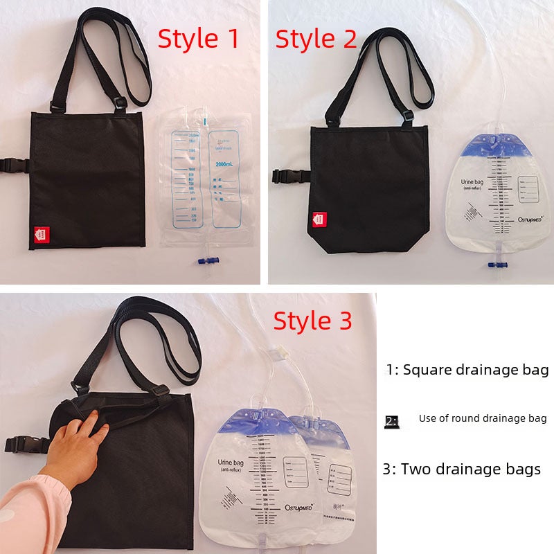 Home Care Drainage Bag Fixed Bag Bladder Bile Catheter Crossbody Portable Storage Urine Bag Fistula Bag Backpack(Style one, square drainage bag use, All yards) - Image 4