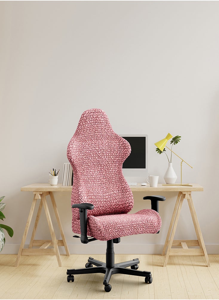 PAULATO - Paulato Office & Gaming Chair Slipcover - Stretch Computer Desk Chair Cover with Zipper - Fabric Slipcovers -1-Piece Form Fit Cover - Microfibra Collection - Coral Pink (Office Chair) - Image 1