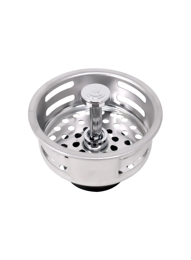 EVERTECHPRO PLB22007 EvertechPRO Kitchen Sink Drain Basket Stainless Steel Flat Bottom 3-1/2", Durable Strainer with Rubber Sink Stopper Kitchen Sink Drain Strainer and Stopper - Image 1