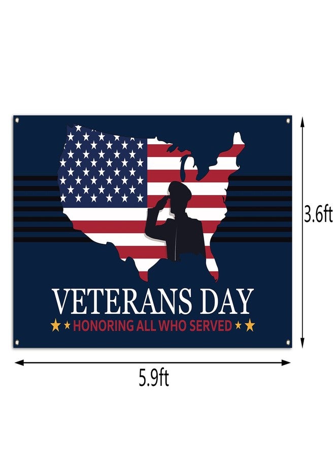 Pudodo Veterans Day Backdrop Banner Honoring All Who Served American Patriotic Holiday Photography Background Wall Decoration - Image 3
