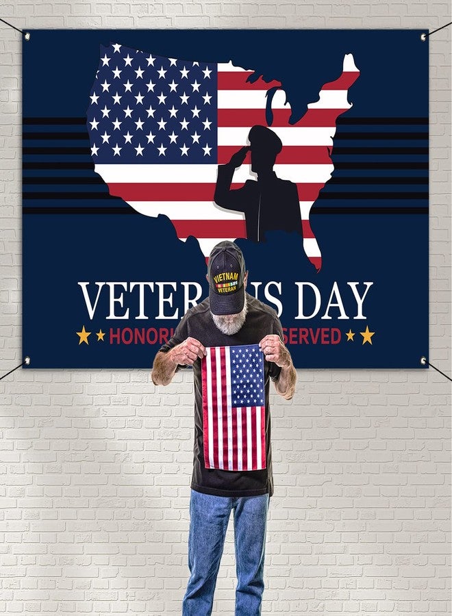 Pudodo Veterans Day Backdrop Banner Honoring All Who Served American Patriotic Holiday Photography Background Wall Decoration - Image 4