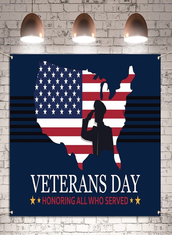 Pudodo Veterans Day Backdrop Banner Honoring All Who Served American Patriotic Holiday Photography Background Wall Decoration - Image 2
