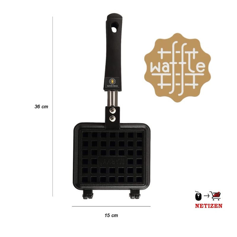 NETIZEN Non Stick Non Electric Cast Iron Waffle Maker for Home, mini waffle maker, mini waffle maker for home, waffle maker gas (Black, Pack of 1) (Waffle Maker) - Image 3