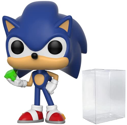 Funko POP Funko Sonic The Hedgehog Sonic with Emerald Vinyl Figure Bundled with Compatible Box Protector Case - Image 1