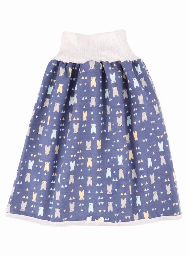 Captaintech Baby Nappy Skirt,  Cotton Diaper Training Pants Washable Waterproof Reusable Toddler Training Underwear for Pee Nappy Potty Training (Dark Blue)  - Image 1