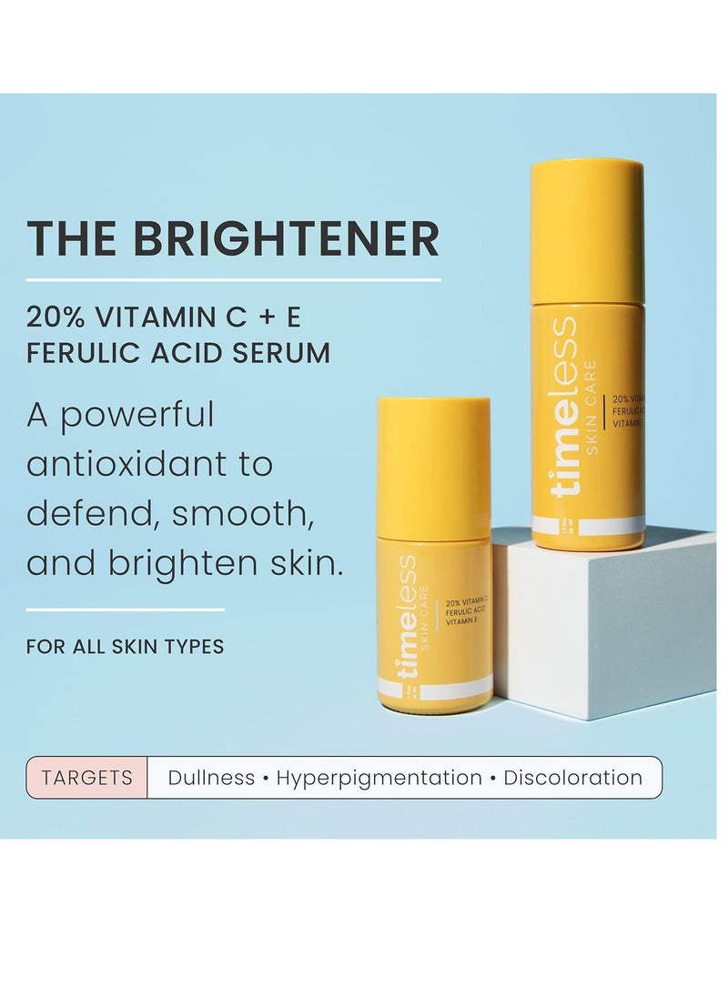 Timeless Skin Care مصل حمض الفيروليك 20% فيتامين سي + هـ للعناية بالبشرة الخالدة - 1 أونصة سائلة - تركيبة خفيفة الوزن وغير دهنية - استخدميه يوميًا لتفتيح البشرة واستعادتها وتصحيحها - يوصى به لجميع أنواع البشرة  - Image 2