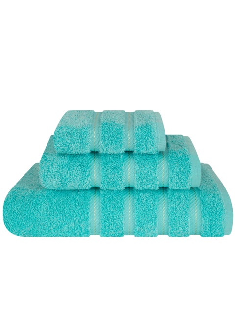 Towel Set 3-Piece Luxury Hotel Quality 600 GSM 100% Genuine Combed Cotton, Super Soft & Absorbent Family Bath Towels -  1 Bath Towel, 1 Hand Towel, 1 Washcloth - Turquoise