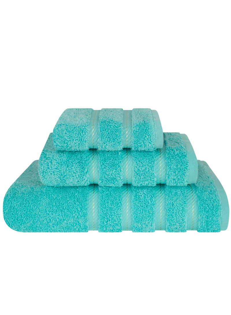 Safi Plus Towel Set 3-Piece Luxury Hotel Quality 600 GSM 100% Genuine Combed Cotton, Super Soft & Absorbent Family Bath Towels -  1 Bath Towel, 1 Hand Towel, 1 Washcloth - Turquoise - Image 1