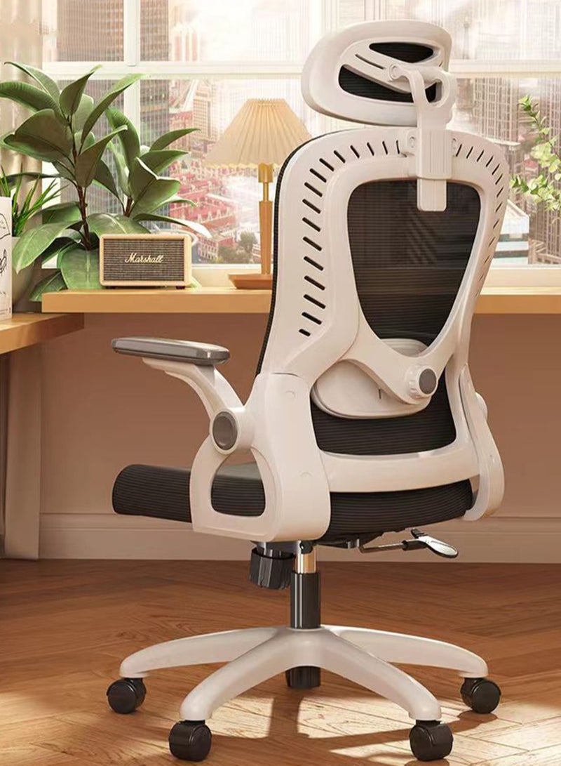 CityRiya-Long Office Chair Ergonomic Computer Desk Chairs Executive Breathable Gaming Chair Mesh Chair with Adjustable High Back Game Chair Flip-up Armrests Lumbar Support Swivel PC Chair for Home Office - Image 1