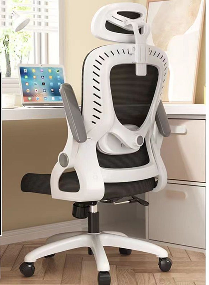 CityRiya-Long Office Chair Ergonomic Computer Desk Chairs Executive Breathable Gaming Chair Mesh Chair with Adjustable High Back Game Chair Flip-up Armrests Lumbar Support Swivel PC Chair for Home Office - Image 2