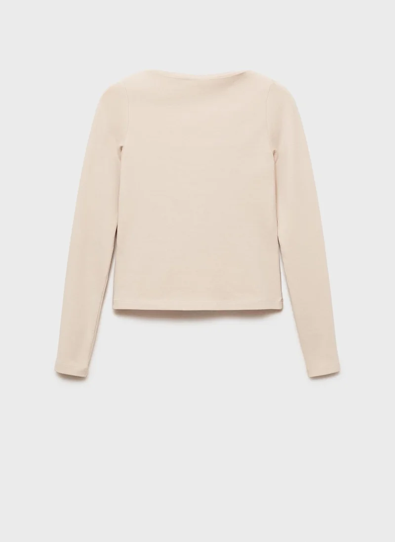 MANGO Boat Neck Long-Sleeved T-Shirt
