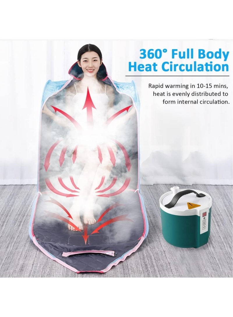 خيمة بخار ساونا محمولة مع مولد بخار سعة 2 لتر، صندوق ساونا شخصي منزلي كامل الحجم وغرفة بخار للاسترخاء المنزلي والمنتجعات الصحية بما في ذلك حقيبة حمل 1000 وات (أزرق) - Image 5